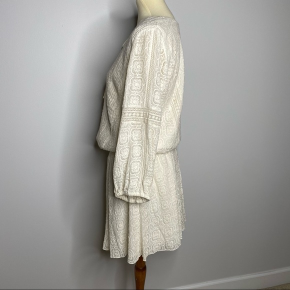 Alice + Olivia Cream boho peasant chiffon dress - Picture 4 of 8